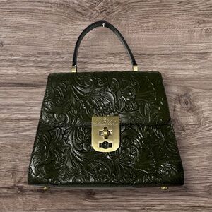 Patricia Nash Leather Tooled Chauny Soft Olive Green Crossbody Top Handle NWOT